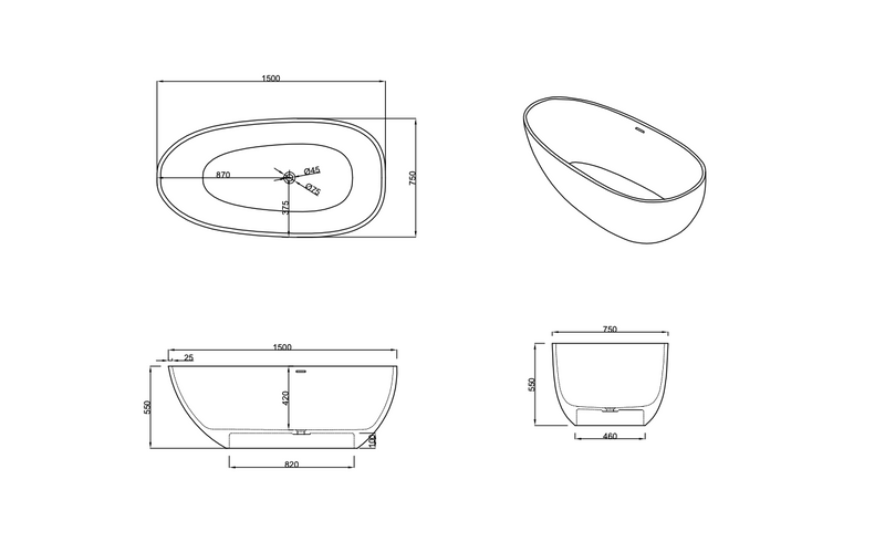 DDST802Z Freestanding Tub<br>55“-70“