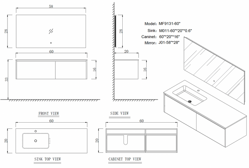 Single Vanity<br>60 inch