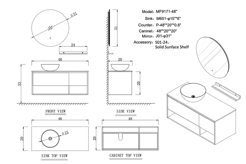 Single Vanity<br>48 inch