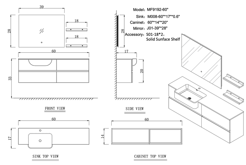 Single Vanity<br>60 inch