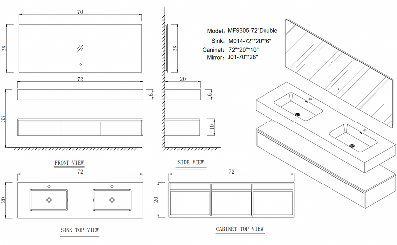 Single Vanity<br>72 inch