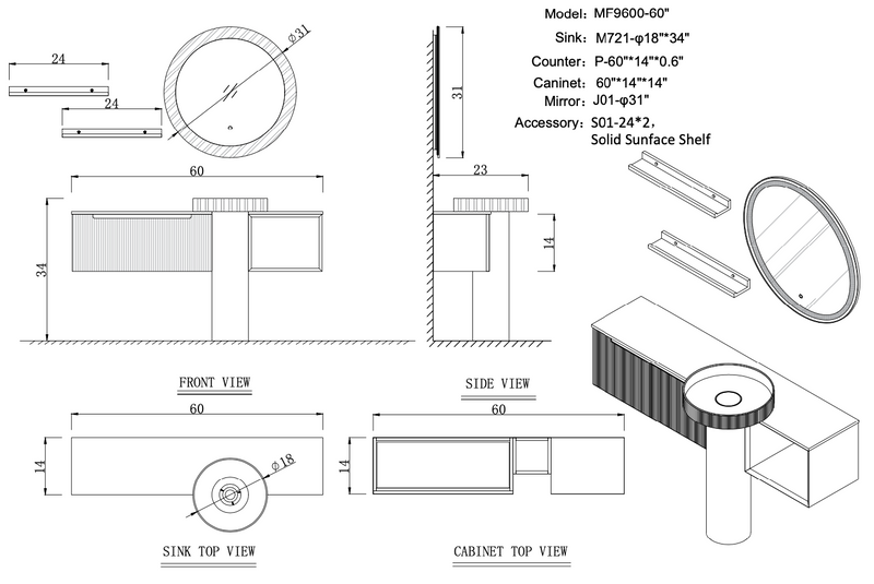 Single Vanity<br>60 inch