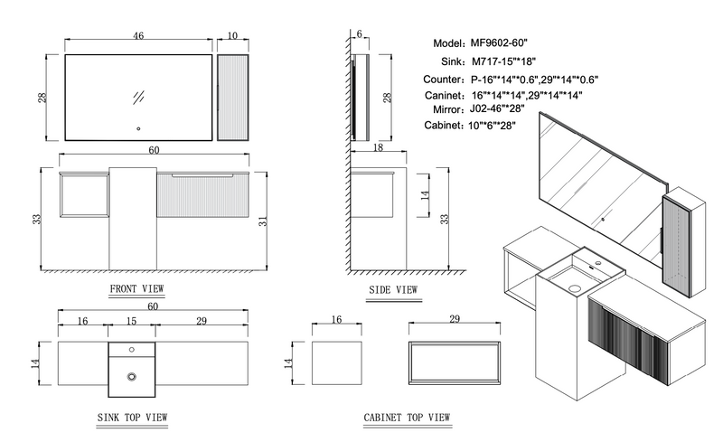 Single Vanity<br>60 inch