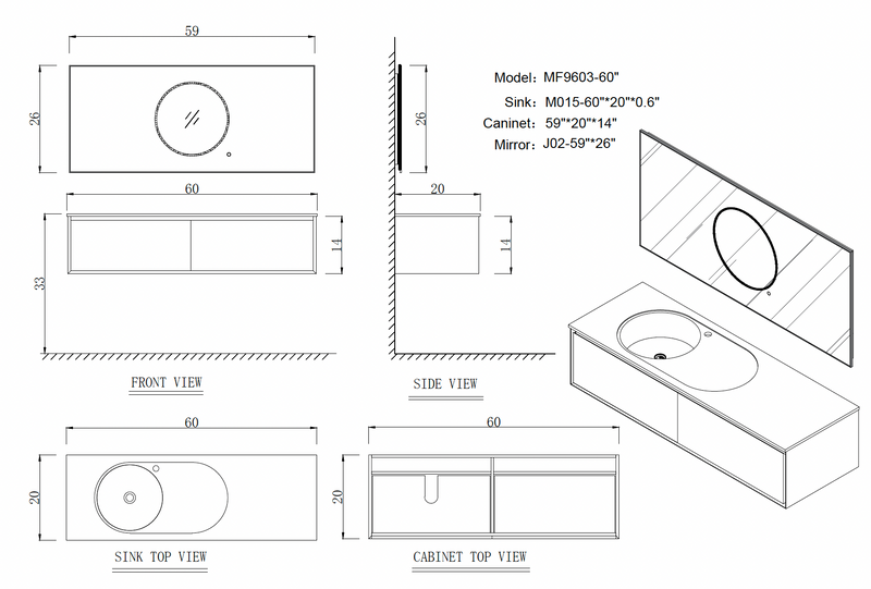 Single Vanity<br>60 inch