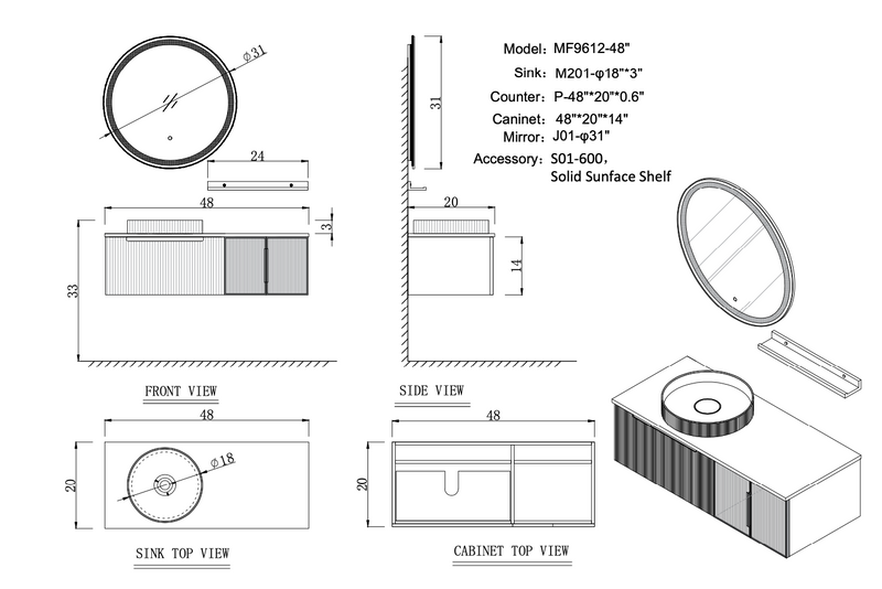Single Vanity<br>48 inch