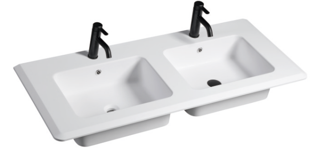 Top-Mount Integrated Artificial Stone Countertop with Double Sinks