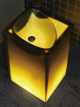 Brown Acrylic Basin Pedestal Bathroom Sink