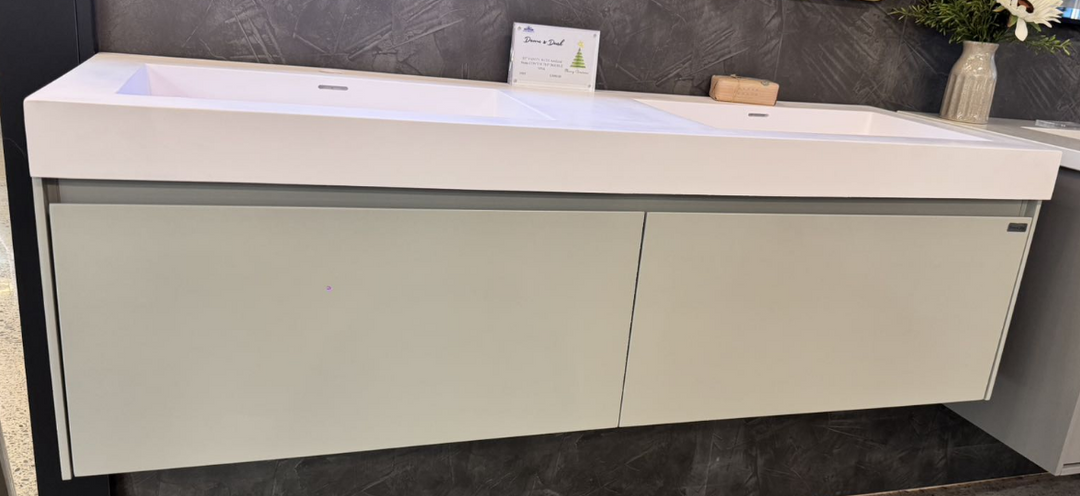 55" Vanity with Artificial Stone Counter Top and Double Sinks