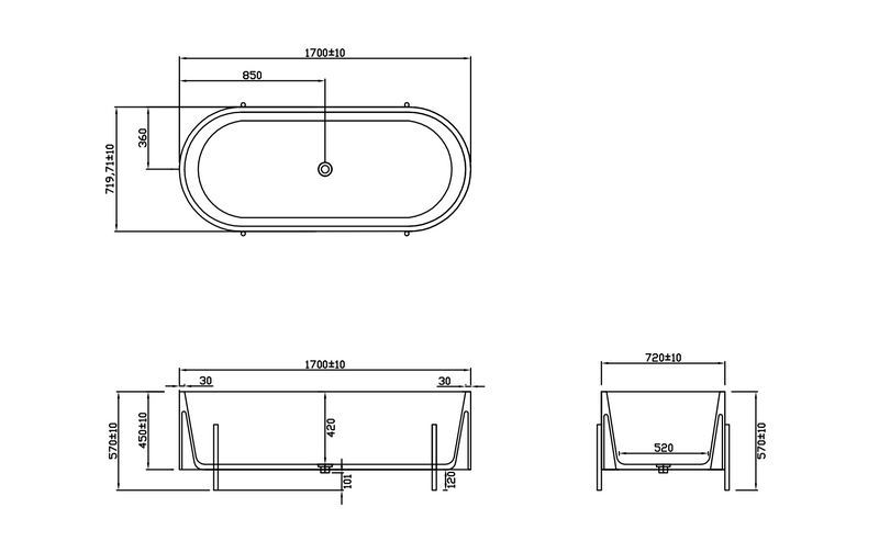 DDST51Z Freestanding Tub<br>1700*820*550