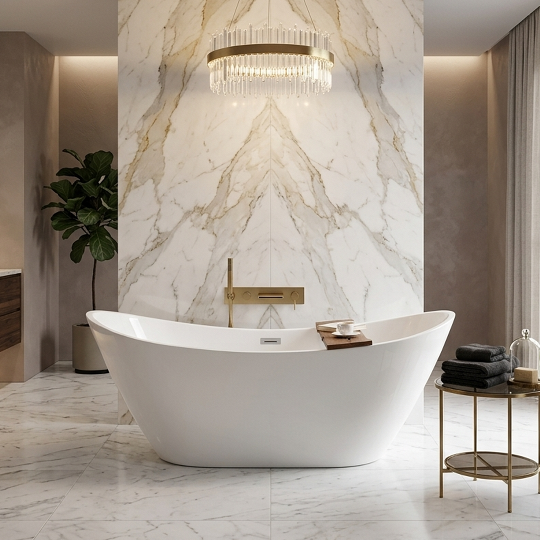 67" Acrylic Double Slipper Bathtub