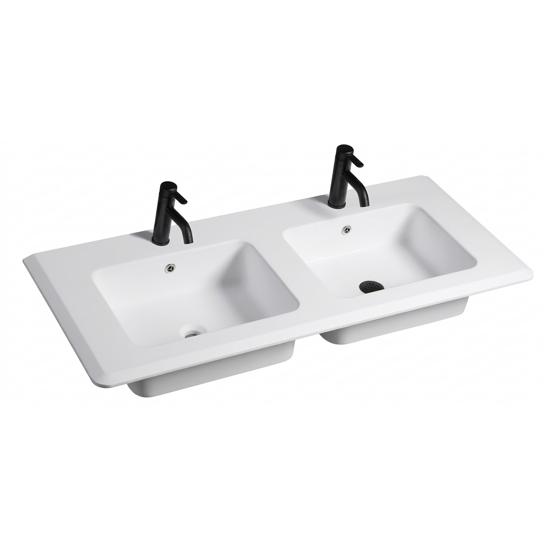 Top-Mount Integrated Artificial Stone Countertop with Double Sinks