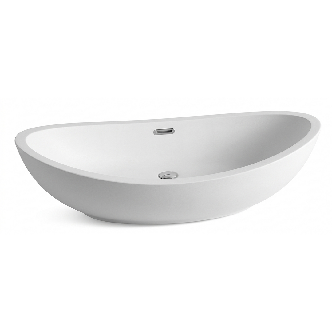 Artificial Stone Vessel Sink Bowl Matte White