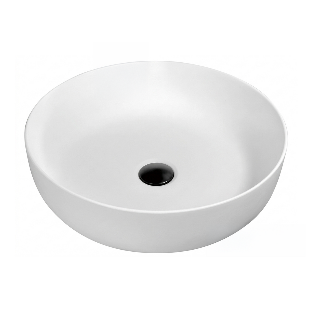 Artificial Stone Vessel Sink Round Matte White
