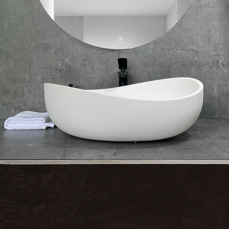 Artificial Stone Vessel Sink Wavy Matte White