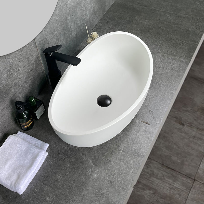 Artificial Stone Vessel Sink Wavy Matte White