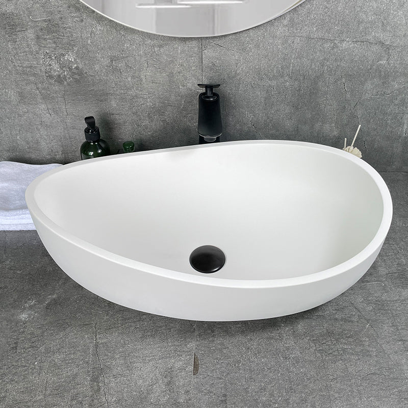 Artificial Stone Vessel Sink Wavy Matte White