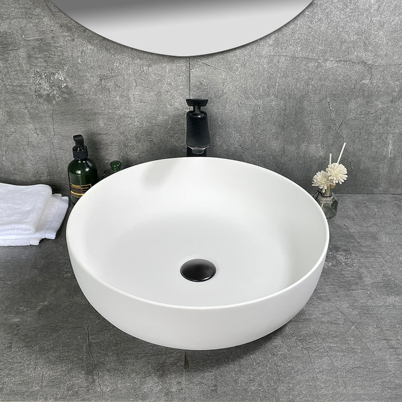 Artificial Stone Vessel Sink Round Matte White