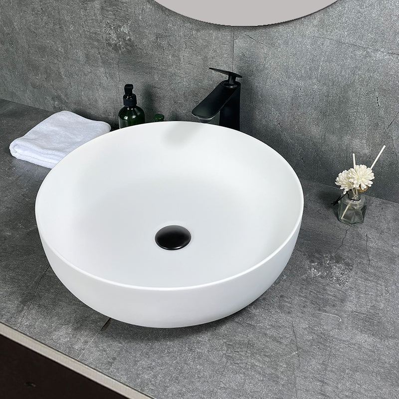 Artificial Stone Vessel Sink Round Matte White