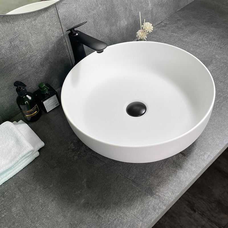 Artificial Stone Vessel Sink Round Matte White