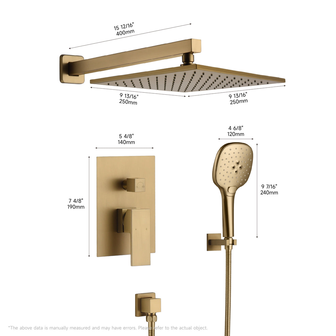 2 Way Shower With 10" Square Head Shower