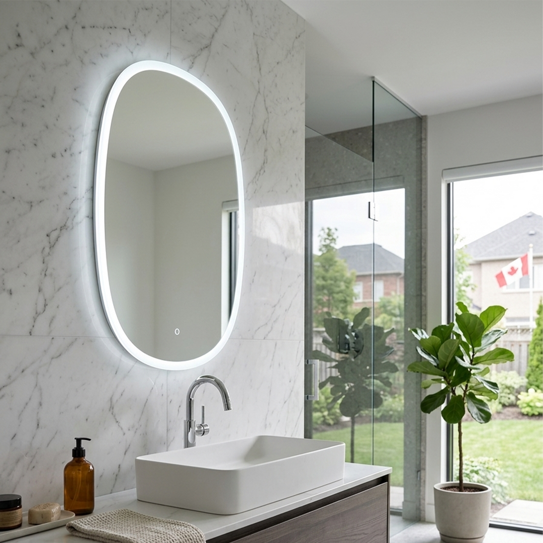 3 Color Oval LED Mirror with Front Light  28 " * 40"