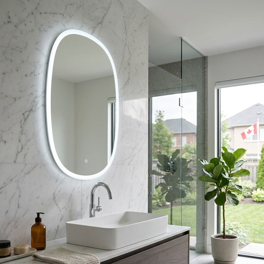 3 Color Oval LED Mirror with Front Light  28 " * 40"